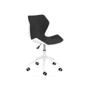 Scaun birou copii HM Matrix 3, stofa/piele ecologica, inaltime reglabila, rotire 360 ˚, roti pivotante, cadru metalic vopsit, 100 kg, negru/alb DRM10596