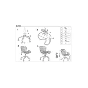 Scaun birou copii HM Matrix 3, stofa/piele ecologica, inaltime reglabila, rotire 360 ˚, roti pivotante, cadru metalic vopsit, 100 kg, negru/alb DRM10596