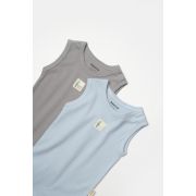 Set 2 body-uri fara maneci Bamboo, bleu, BabyCosy, 50% bambus+50% bumbac (Marime: 18-24 Luni) JEMBC-CSYB9014-18