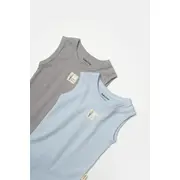 Set 2 body-uri fara maneci Bamboo, bleu, BabyCosy, 50% bambus+50% bumbac (Marime: 9-12 luni) JEMBC-CSYB9014-9