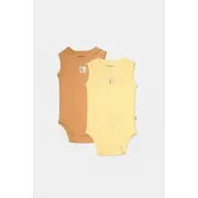 Set 2 body-uri fara maneci Bamboo, galben, BabyCosy, 50% bambus+50% bumbac (Marime: 3-6 Luni) JEMBC-CSYB9013-3