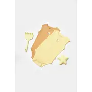 Set 2 body-uri fara maneci Bamboo, galben, BabyCosy, 50% bambus+50% bumbac (Marime: 9-12 luni) JEMBC-CSYB9013-9