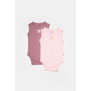 Set 2 body-uri fara maneci Bamboo, roz, BabyCosy, 50% bambus+50% bumbac (Marime: 6-9 luni) JEMBC-CSYB9012-6