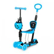 Trotineta 5 in 1 cu sezut si 3 roti cu led ecotoys ym-sw-6 - albastru - resigilat (ambalaj deteriorat) edeediym-sw-6blue_resigilat