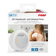 Cronometru dublu, pentru spalarea mainilor si periajul dintilor, sustine igiena temeinica la copiii de peste 24 luni, protectie apa IP65, Reer 79290