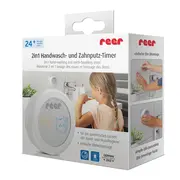 Cronometru dublu, pentru spalarea mainilor si periajul dintilor, sustine igiena temeinica la copiii de peste 24 luni, protectie apa IP65, Reer 79290