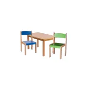 Set masa si 4 scaune gradinita Bambi, H35, albastru/verde DRM10095