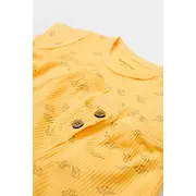 Set tricou cu pantaloni Printed, galben, BabyCosy, 50%bumbac+50% modal (Marime: 6-9 luni) JEMBC-CSYM11702-6