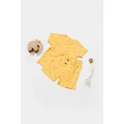 Set tricou cu pantaloni Printed, galben, BabyCosy, 50%bumbac+50% modal (Marime: 9-12 luni) JEMBC-CSYM11702-9