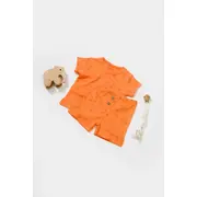 Set tricou cu pantaloni Printed, portocaliu, BabyCosy, 50%bumbac+50% modal (Marime: 6-9 luni) JEMBC-CSYM11705-6