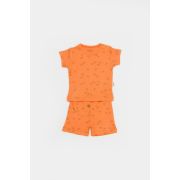 Set tricou cu pantaloni Printed, portocaliu, BabyCosy, 50%bumbac+50% modal (Marime: 6-9 luni) JEMBC-CSYM11705-6