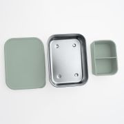 Cutie de pranz pentru alimente, din inox, cu compartimente din silicon, capac din silicon, fara BPA, lavabile in masina de spalat vase, Reer Lunchbox 25143