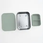 Cutie de pranz pentru alimente, din inox, cu compartimente din silicon, capac din silicon, fara BPA, lavabile in masina de spalat vase, Reer Lunchbox 25143