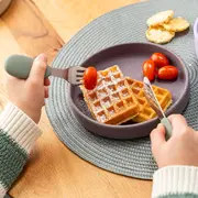 Set 3 tacamuri din otel inoxidabil (furculita, lingurita si cutit), manere din silicon, fara BPA, lavabile in masina de spalat vase, Reer 25133