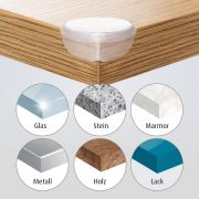 Set 4 protectii universale pentru colturi, din plastic transparent, cu banda adeziva, rezistente la muscaturi, fara PVC, Reer 82049