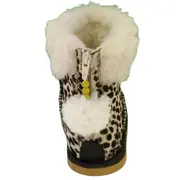 Cizmulite piele, Erika, imblanite, pentru fete (Marime: 20, Culoare nappa: Leopard print, Decor: Pon-Pon)