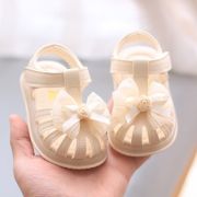 Sandale ivoire pentru fetite, cu fundita din tulle si trandafiras aplicate mb2025su32-2-s1