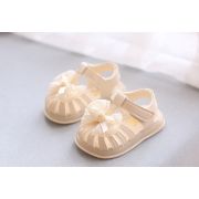 Sandale ivoire pentru fetite, cu fundita din tulle si trandafiras aplicate mb2025su32-2-s1