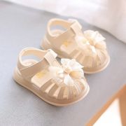 Sandale ivoire pentru fetite, cu fundita din tulle si trandafiras aplicate mb2025su32-2-s1