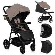 Carucior sport, Lionelo, Mira, Maner reglabil in 5 pozitii, Spatar si suport de picioare reglabile, Plasa de tantari si suport biberon incluse, Pana la 22 kg, 6 luni+, Conform cu EN1888-1, EN1888-2, Testare SGS, Bej BYNLO-MIRA_BEIGE_SAND