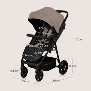 Carucior sport, Lionelo, Mira, Maner reglabil in 5 pozitii, Spatar si suport de picioare reglabile, Plasa de tantari si suport biberon incluse, Pana la 22 kg, 6 luni+, Conform cu EN1888-1, EN1888-2, Testare SGS, Bej BYNLO-MIRA_BEIGE_SAND