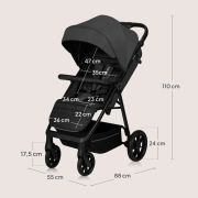 Carucior sport, Lionelo, Mira, Maner reglabil in 5 pozitii, Spatar si suport de picioare reglabile, Plasa de tantari si suport biberon incluse, Pana la 22 kg, 6 luni+, Conform cu EN1888-1, EN1888-2, Testare SGS, Gri BYNLO-MIRA_GREY_GRAPHITE