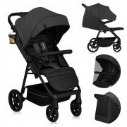 Carucior sport, Lionelo, Mira, Maner reglabil in 5 pozitii, Spatar si suport de picioare reglabile, Plasa de tantari si suport biberon incluse, Pana la 22 kg, 6 luni+, Conform cu EN1888-1, EN1888-2, Testare SGS, Gri BYNLO-MIRA_GREY_GRAPHITE