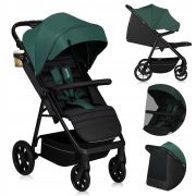 Carucior sport, Lionelo, Mira, Maner reglabil in 5 pozitii, Spatar si suport de picioare reglabile, Plasa de tantari si suport biberon incluse, Pana la 22 kg, 6 luni+, Conform cu EN1888-1, EN1888-2, Testare SGS, Verde BYNLO-MIRA_GREEN_EMERALD