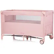 Patut pliabil chipolino relax pink marshmallow linen cu laterala culisanta hubkosire255pm