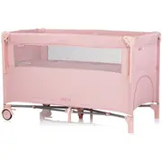 Patut pliabil chipolino relax pink marshmallow linen cu laterala culisanta hubkosire255pm