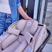 Scoica auto, Lionelo, Moxie, i-Size, 40-87 cm, Tetiera reglabila, intarita cu spuma de memorie, Carcasa ventilata, Din bambus, Protectie avansata, Conform cu R129, Bej BYNLO-MOXIE_I-SIZE_BEIGE_SAND