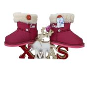 Cizmulite piele, Erika, imblanite, pentru fete (Marime: 17, Culoare nappa: Roz, Decor: Pon-Pon)