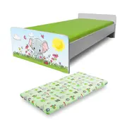 Patut de copii Economic Elefantel destinat copiilor cu varste intre 2 si 8 ani, cu saltea SafeNest cu lana PC-P-MK-ECO-ELE-70