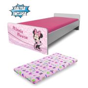 Pat Fetita Economic Minnie 2-12 ani cu Saltea cu lana SafeNest 160x80x6 cm inclusa- PC-P-MK-ECO-MIN-80