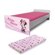 Pat Fetita Economic Minnie 2-12 ani cu Saltea cu lana SafeNest 160x80x6 cm inclusa- PC-P-MK-ECO-MIN-80