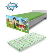 Patut copii 2-8 ani Economic Patrula Catelusilor, cu saltea SafeNest cu lana 140 x 70 - PC-P-MK-ECO-PAW-70