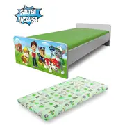 Patut copii 2-8 ani Economic Patrula Catelusilor, cu saltea SafeNest cu lana 140 x 70 - PC-P-MK-ECO-PAW-70