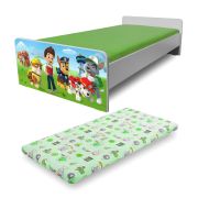 Patut copii 2-8 ani Economic Patrula Catelusilor, cu saltea SafeNest cu lana 140 x 70 - PC-P-MK-ECO-PAW-70