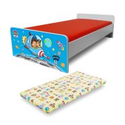Pat copii 2-12 ani  Economic Patrula Catelusilor Space cu saltea 160x80x6 cm inclusa - PC-P-MK-ECO-PAW-SPA-80