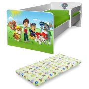 Pat Copii Paw Patrol P1 2-12 Ani Cu Protectie Laterala Detasabila Si Saltea Lana Inclusa - Pc-p-mk-paw-p1-80