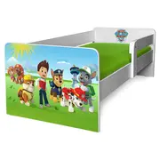Pat Paw Patrol P1 copii 2-12 Ani cu Saltea 160x80x6 SafeNest cu lana si protectie laterala detasabila - Pc-p-mk-paw-p1-80