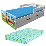 Pat de Copii Paw Patrol P2L Cu Sertar, Saltea SmartNest Si Paravane Detasabile 2-12 Ani Pc-p-p2l-paw-lux-srt-80