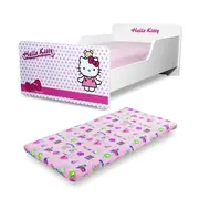 Pat Fete 2-12 ani Start Hello Kitty cu saltea din lana 160x80 inclusa - PC-P-MOK-HKT-80