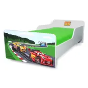 Pat pentru Baieti Start Racing Fulger 95 / 2-12 ani, include Saltea cu lana SafeNest 160x80 - PC-P-MK-RAC-80