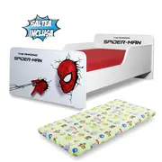 Pat Baieti Start Spiderman 2-8 ani,  varianta cu saltea cu lana 140x70x6 cm - PC-P-MOK-SPM-70