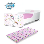 Pat pentru Fete 2-12 ani Start Unicorn cu sertar si saltea 160x80cm inclusa  - PC-P-MK-UNC-SRT-80