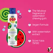 Sampon si balsam de par 2 in 1 Chicco POP cu aroma de pepene rosu, formula vegana, pentru copii si adolescenti, 250 ml CHC12373-9