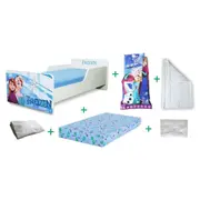 Pachet Complet Pat Start Frozen fete 2-12 ani include saltea SmartNest de 12 cm cu lana, husa, lenjerie, perna si pilota