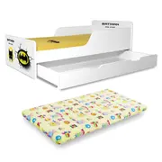 Pat baieti Start Batman 2-12 ani, cu sertar inclus si salteacu lana 160x80 - PC-P-MK-BAT-SRT-80