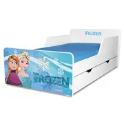 Pat Fete Start Frozen 2-12 ani, varianta cu saltea 160x80 cu lana si sertar inclus- PC-P-MK-FRZ-SRT-80